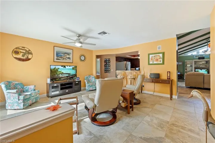 Living room with tile floors