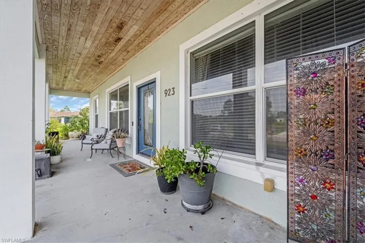 View of patio with covered porch