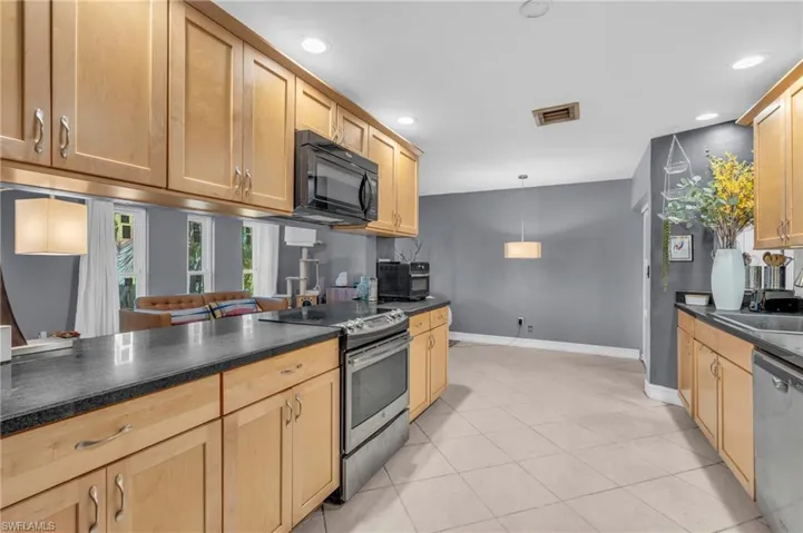 Kitchen with stainless steel appliances