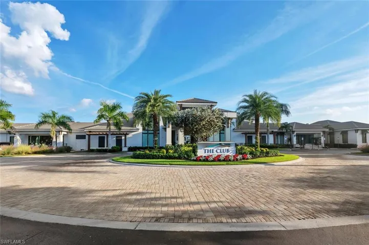 Front of club house with plenty of parking