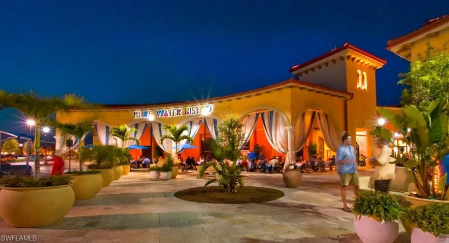 View of patio at twilight