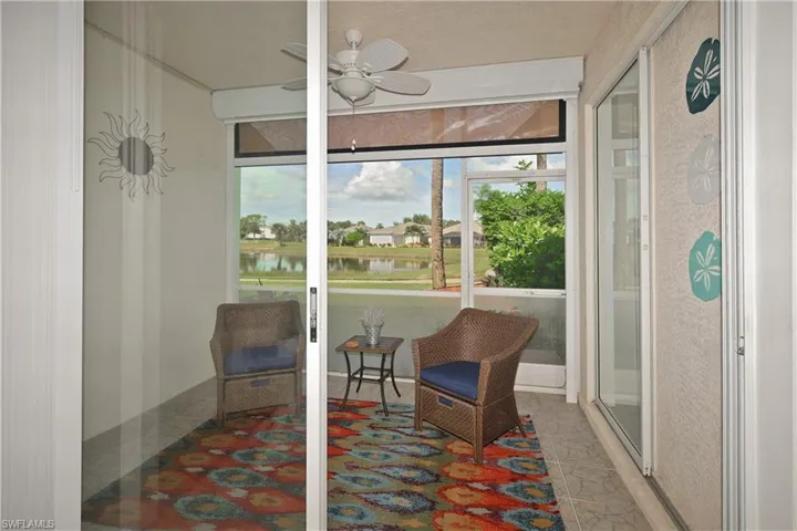 Lanai with pond view