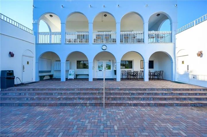 Club house by tennis court