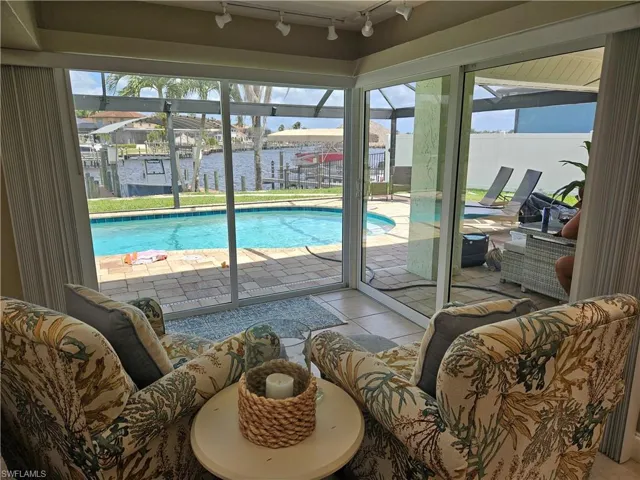 Pool with a water view