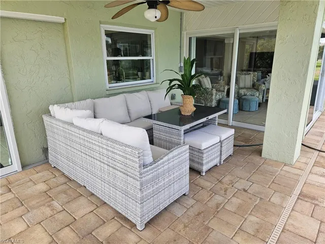 View of patio / terrace with outdoor lounge area and a ceiling fan