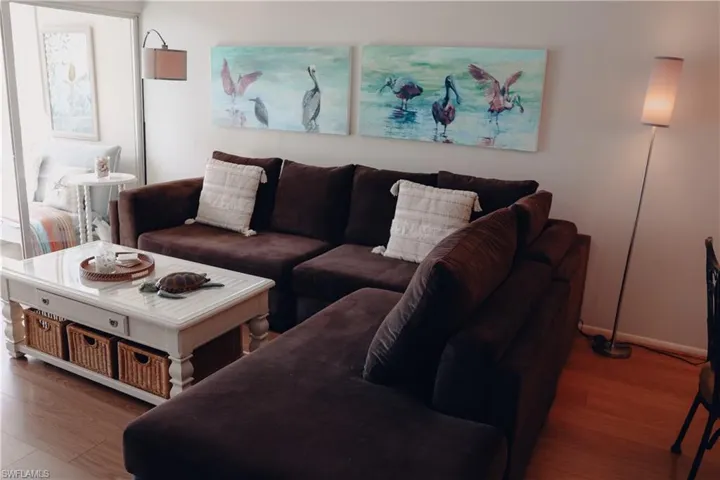 Living room with laminate wood finished floors