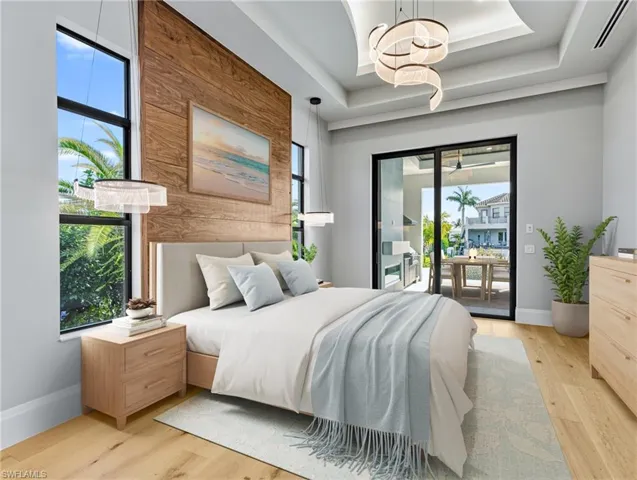 Virtually staged primary bedroom.