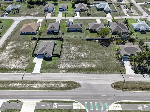 Aerial perspective of suburban area