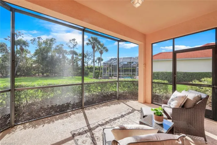 Covered back lanai with park like view
