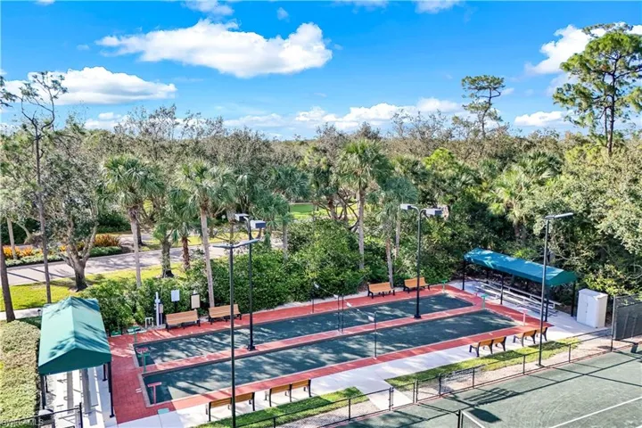 Bocce courts with stadium seating.