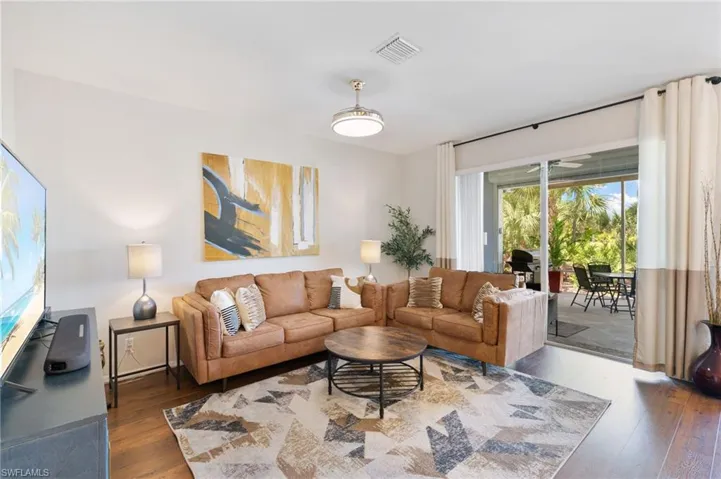 Living room featuring wood-type flooring and visible vents