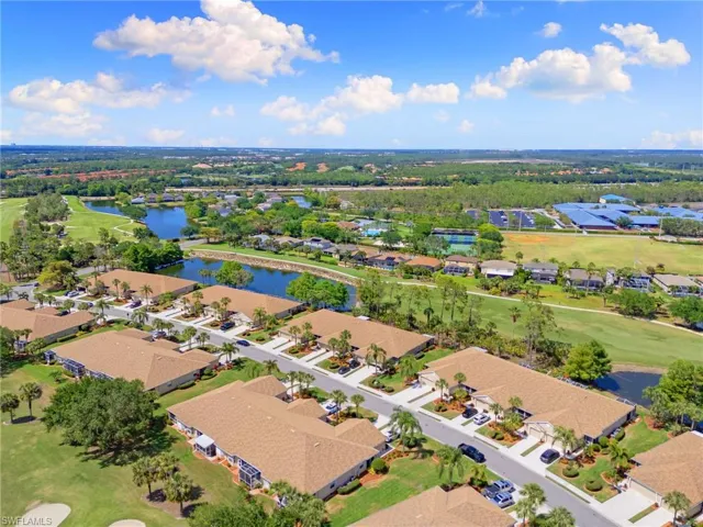 Bird's eye view featuring a water view, golf course view, and a residential view