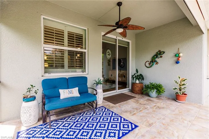 GREAT VIEW OF THE COVERED AREA OF THE LANAI! AN EXTREMELY LARGE TV WOULD FIT PERFECTLY ON THE WALL TO THE RIGHT!