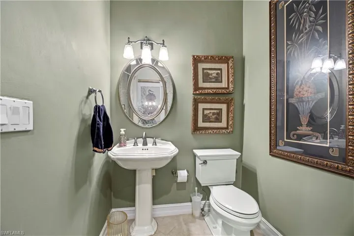Spacious powder room for guests