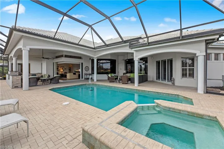 Pavered lanai with plenty of gathering areas