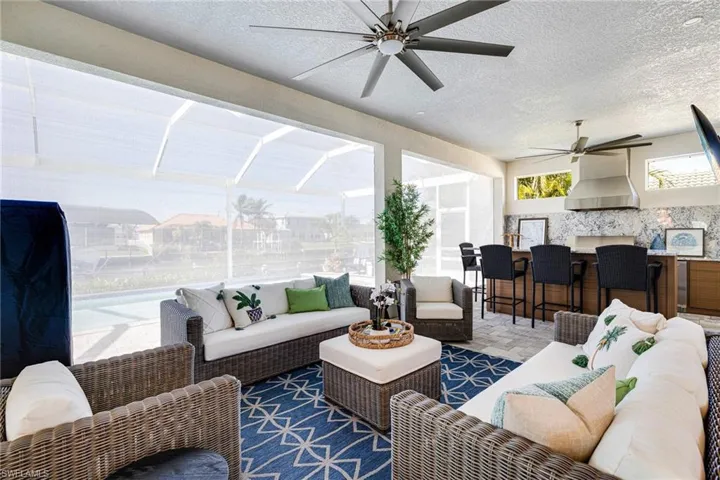 Outdoor living area with Hurricane screens down