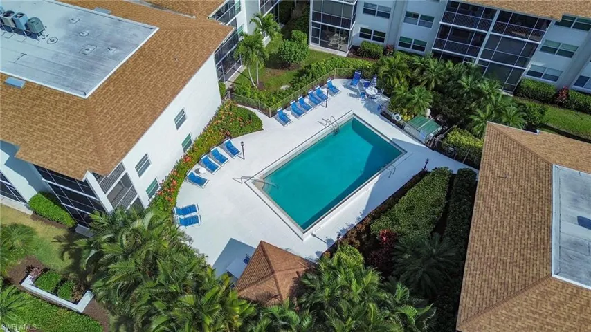 Bird's eye view of pool area