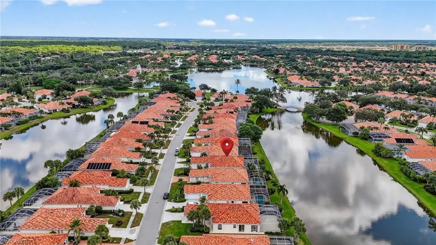 Aerial view of home and nearby Community center