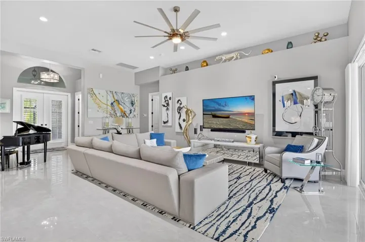 Spacious living area with updated fixtures