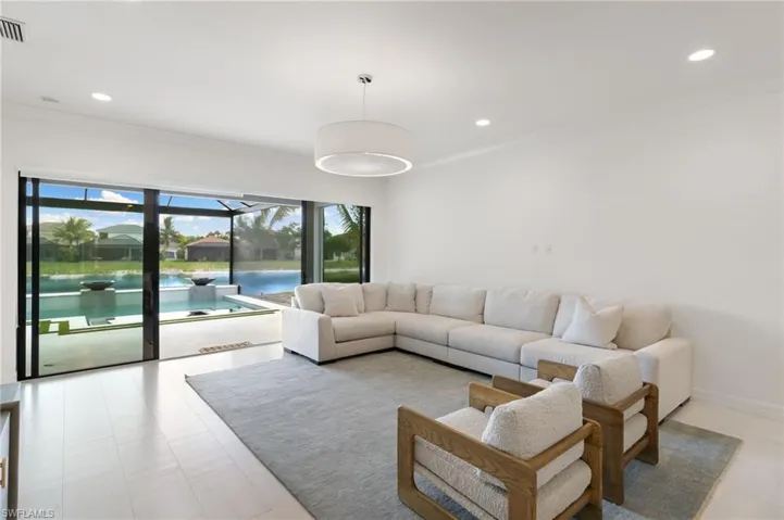 Living area with recessed lighting