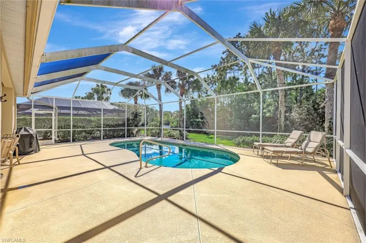 Pool featuring a lanai and a patio