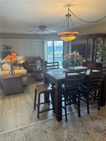 Dining space featuring new flooring