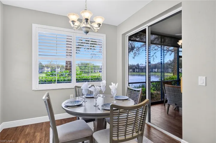 Views out to the lake from dining area.