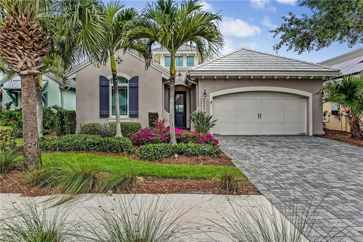 View of front of home with a garage