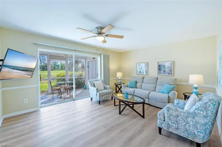 Wall Mounted TV, New Blind for Patio Slider, New LVP Flooring  and Recliner Sofa with Accent Chairs