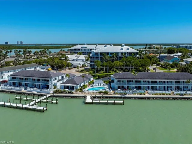 Aerial view of a nearby body of water