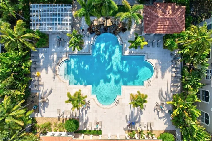 Aerial View of Pool, Spa, and Covered Bar Area
