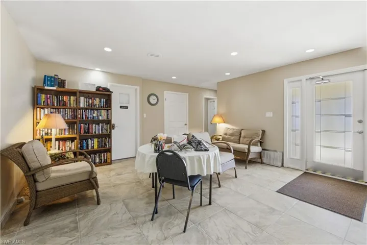 Living room with recessed lighting