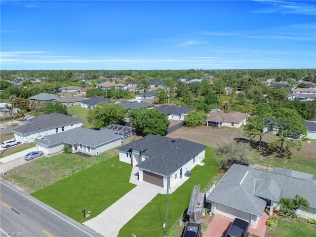 Aerial perspective of suburban area