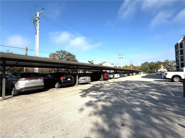 View of covered parking lot