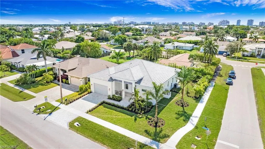 Aerial perspective of suburban area