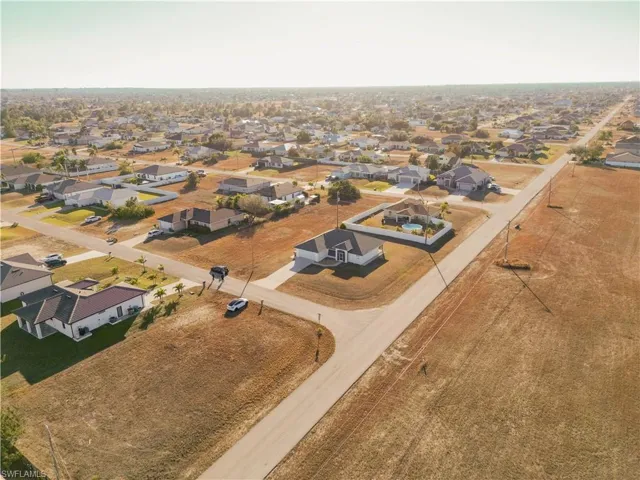 Aerial perspective of suburban area