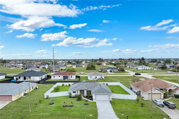 Aerial perspective of suburban area