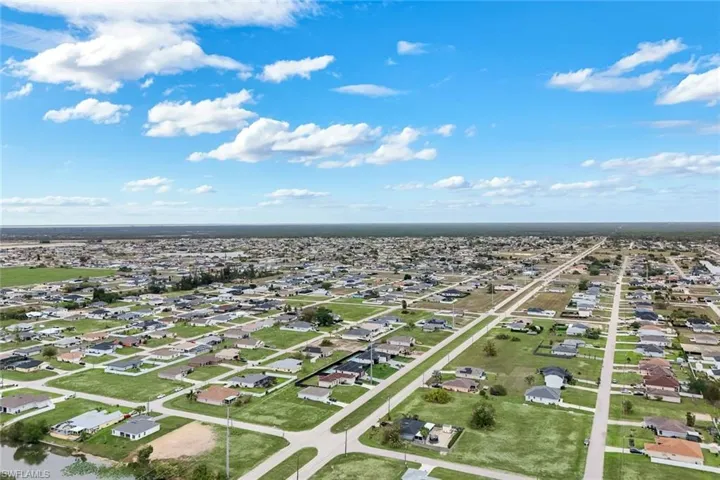Aerial perspective of suburban area