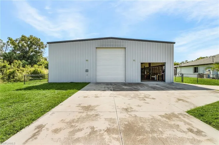 View of detached garage
