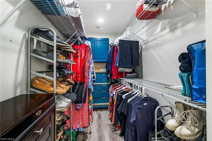 Spacious closet featuring light hardwood / wood-style flooring