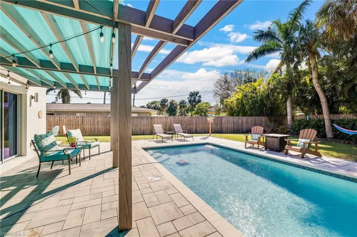 View of swimming pool featuring a patio
