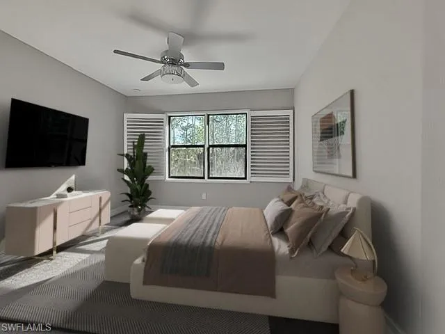 Bedroom featuring ceiling fan