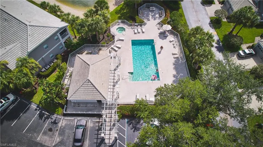 Aerial view of a pool