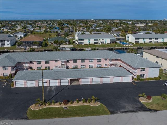 Garage and condo building