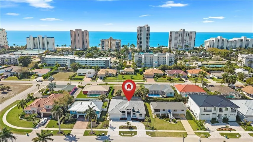 Drone / aerial view of a nearby body of water