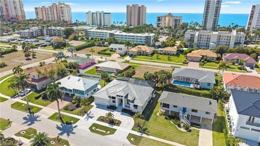 Bird's eye view of a nearby body of water