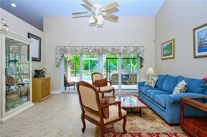 Living room featuring tile floor
