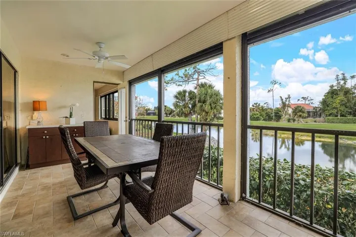 Non Slip Tile in a herringbone pattern co ordinates w/LVT, Easy Pull Down Hurricane Shutters