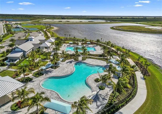 Drone / aerial view of a large body of water