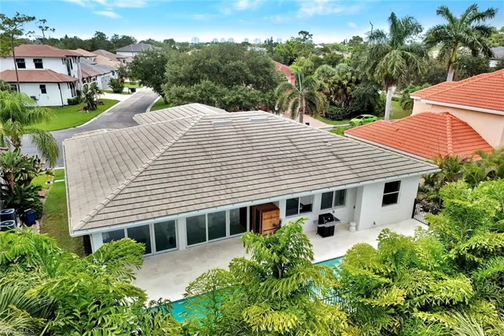 Aerial view of the back of the home.